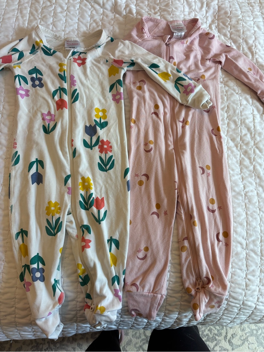 Two Hanna Andersson Zip Pajamas 12-18 Mo
